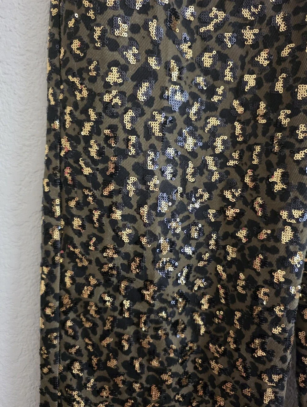 ZARA ANIMAL PRINT SEQUIN STRAIGHT LEG PANTS SIZE M